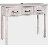 North Coast 42" 3 Drawer USB Charging Console Table in White Wash